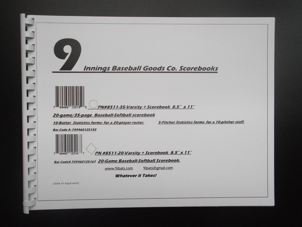 8511-20-VARSITY+BW SCOREBOOK - 9ibats.com